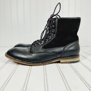 Guess Gmeddies Black Leather Lace Up Comfy Fur Lining Ankle Boots H563